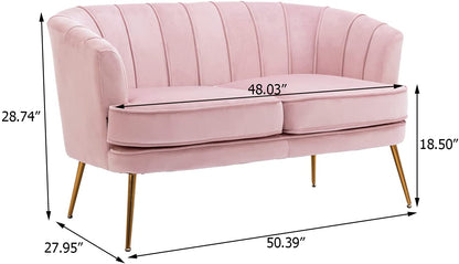 2 Seater Sofa : Light Pink Velvet Lounge Couch