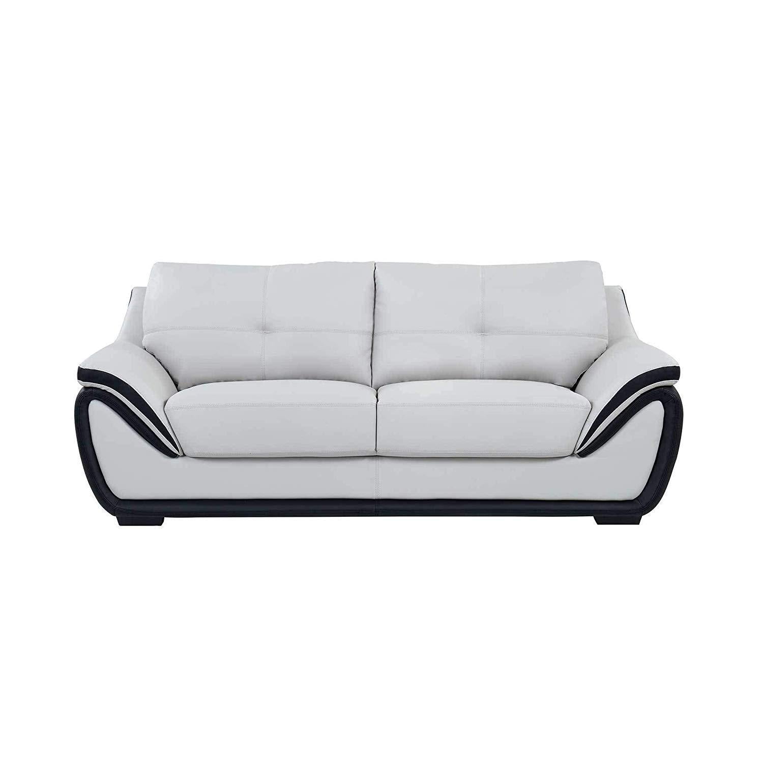 2 Seater Sofa Set:- Fabric Sofa Set (White and Black)