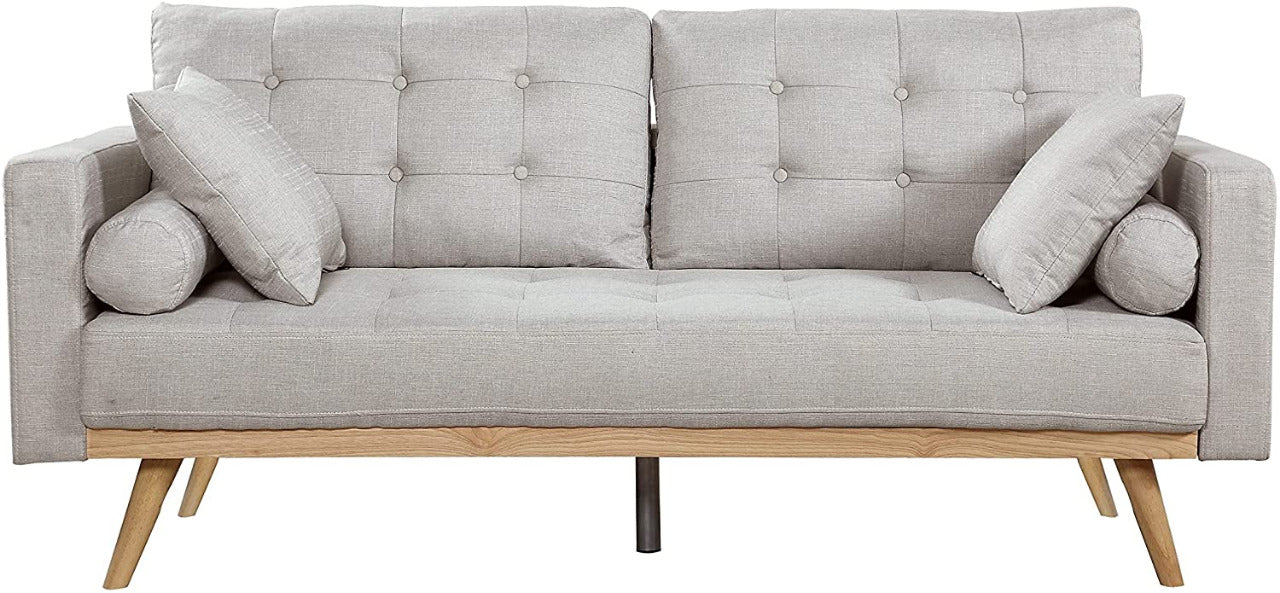 2 Seater Sofa : Modern Tufted Upholstered Fabric Sofa Couch, Ash Velvet