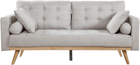 2 Seater Sofa : Modern Tufted Upholstered Fabric Sofa Couch, Ash Velvet