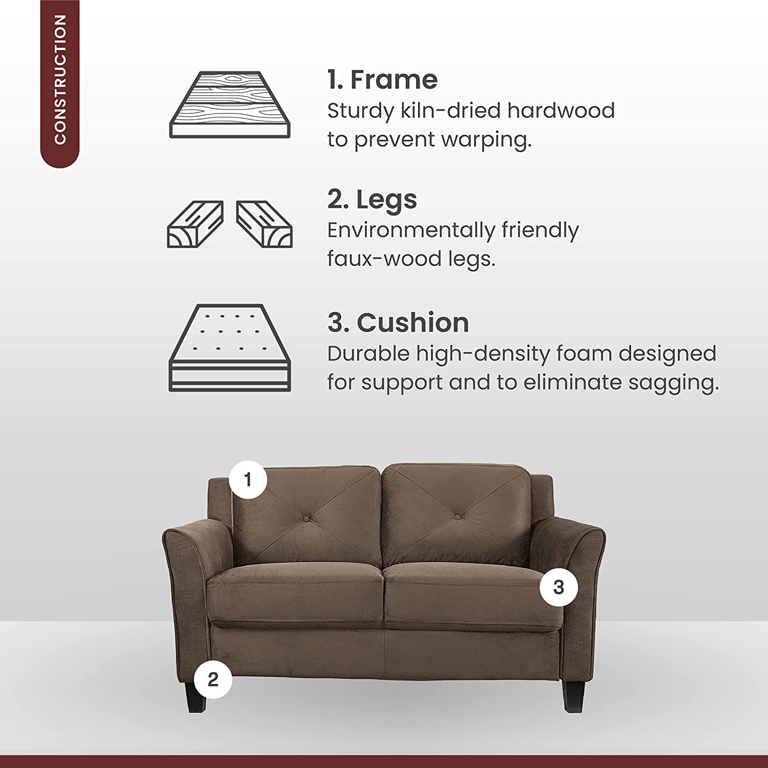 2 Seater Sofa : Brown Sofa Set