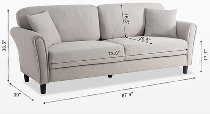 2 Seater Sofa : Deep Seat Sofa  Loveseat Furniture ( Light Grey )