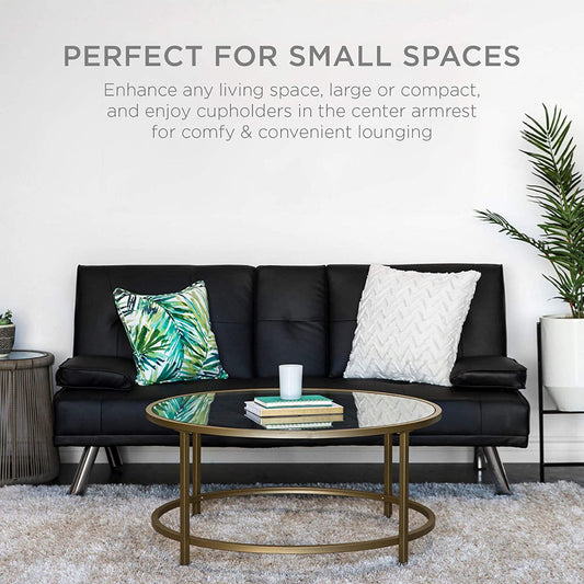 2 Seater Sofa Set: Leatherette Convertible Sofa Cum Bed Set