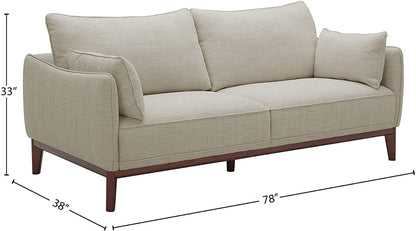 2 Seater Sofa : Sofa Couch with Wood Base (Fog & Ivory)