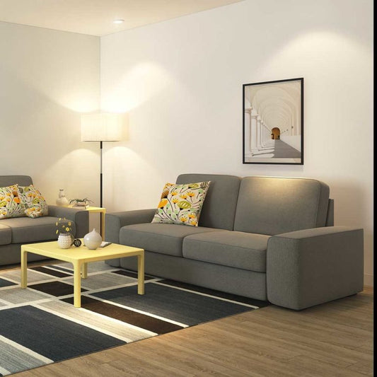 2 Seater Sofa :- Sydney Fabric Sofa Set (Light Grey)