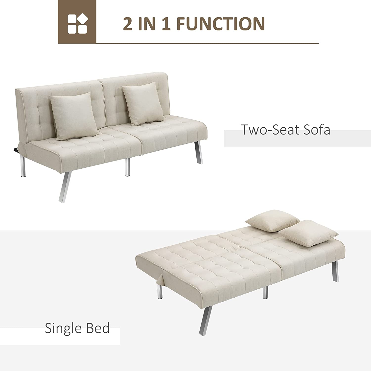 2 Seater Sofa : White & Grey Sofa Set