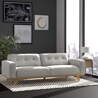 2 Seater Sofa : Modern Leatherette Sofa Couch with Wood Base