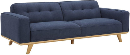 2 Seater Sofa : Modern Leatherette Sofa Couch with Wood Base
