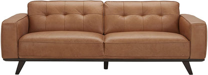 2 Seater Sofa : Modern Leatherette Sofa Couch with Wood Base