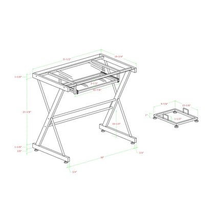 Computer Table: 31.5'' Silver Computer Desk