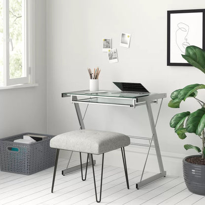 Computer Table: 31.5'' Silver Computer Desk