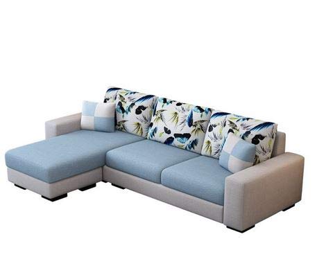 L Shape Sofa Set- Modern Fabric Sofa Set (Navy Blue & Grey)