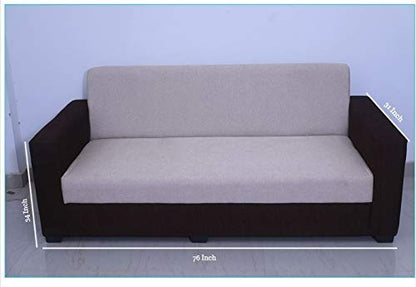 5 Seater Sofa Set:- Fine Bone 3+1+1 Fabric Sofa Set (Brown & Beige)