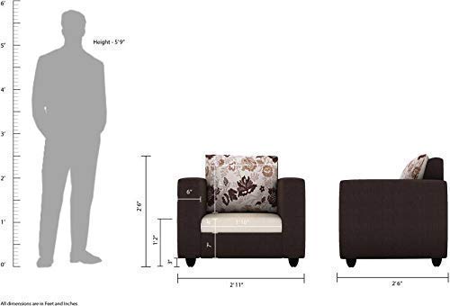 5 Seater Sofa Set:- Katie Hardwood Fabric Sofa Set (Brown and Cream)