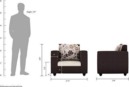 5 Seater Sofa Set:- Katie Hardwood Fabric Sofa Set (Brown and Cream)