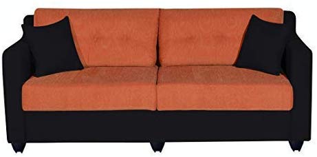 5 Seater Sofa Set:- Lisbon (3+1+1) Fabric  Sofa Set (Orange & Black)