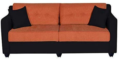 5 Seater Sofa Set:- Lisbon (3+1+1) Fabric  Sofa Set (Orange & Black)