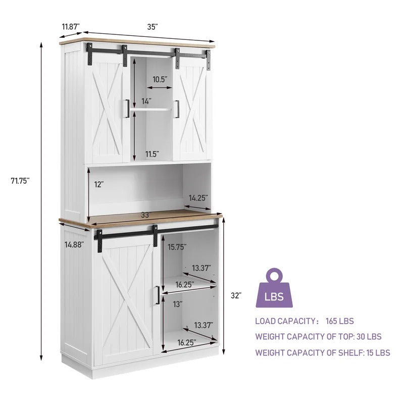 Hutch Cabinets: 35'' Wide Dining Kitchen Cabinet And Microwave Stands