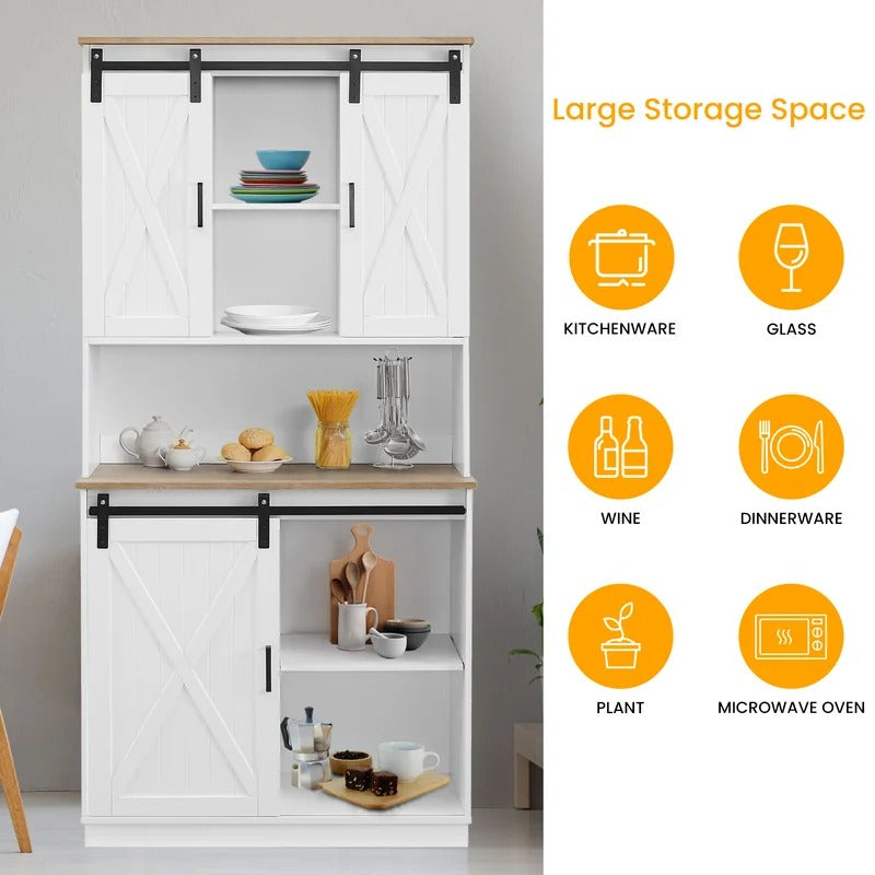 Hutch Cabinets: 35'' Wide Dining Kitchen Cabinet And Microwave Stands