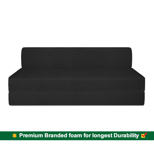 Sofa Cum Beds: 3 SEATER SOFA CUM BED-Black with Free micro fiber Designer cushions