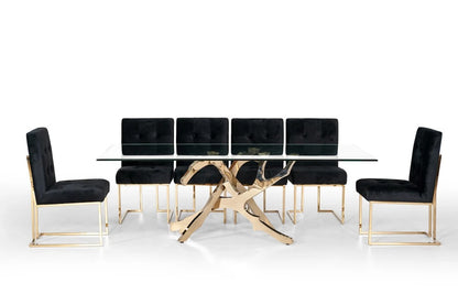 Dining Table: Modern Glass & Gold Dining Table