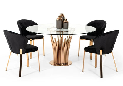 Dining Table: Paul Round Glass Dining Table