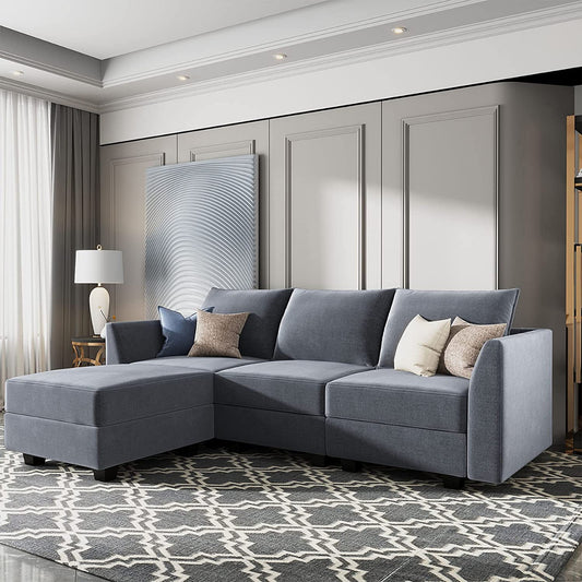 3 Seater Sofa : Office Sofa Couch with Chaise L Shape Couch
