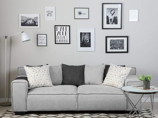 3 Seater Sofa:- Alden Fabric Sofa Set (Light Grey)