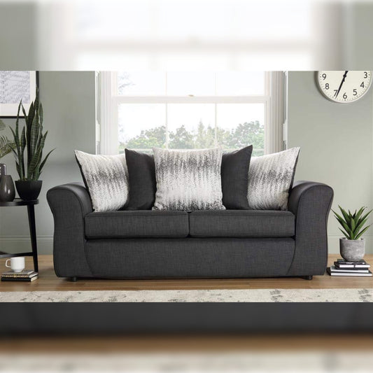 3 Seater Sofa:- Shreya Slate Fabric Sofa Set (Dark Grey)