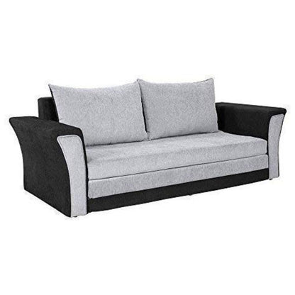 3 Seater Sofa:- Wooden Leo Fabric Sofa set (Black and Grey)