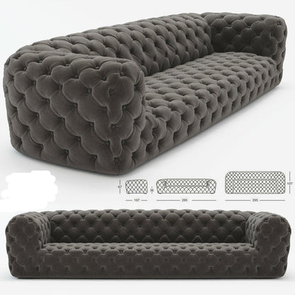 3 Seater Sofa Set Baxter Velvet Fabric Chesterfield Sofa Set