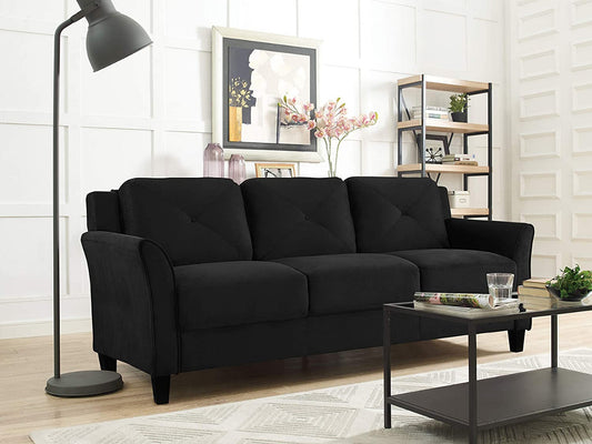 3 Seater Sofa : Black Fabric Sofa Set