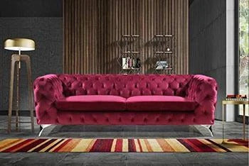 3 Seater Sofa Set:- Chesterfield Hardwood Velvet Fabric Sofa Set