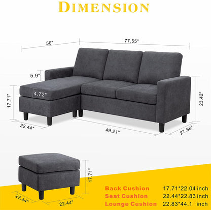 3 Seater Sofa : L-Shaped Convertible Sofa Set
