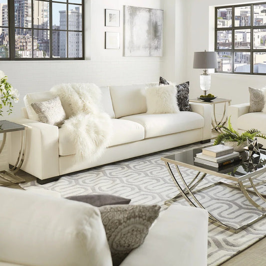 3 Seater Sofa Set:- Fabric Office Sofa Set (Cream)