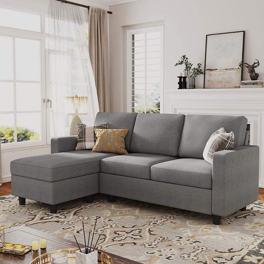 L Shape Sofa Set: L Shape Couch for Small Apartment Grey
