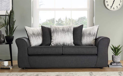 3 Seater Sofa:- Shreya Slate Fabric Sofa Set (Dark Grey)