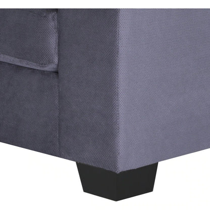 3 Seater Sofa Set Shreya Slate Plush in Fabric Sofa Set (Grey)