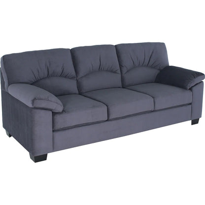 3 Seater Sofa Set Shreya Slate Plush in Fabric Sofa Set (Grey)
