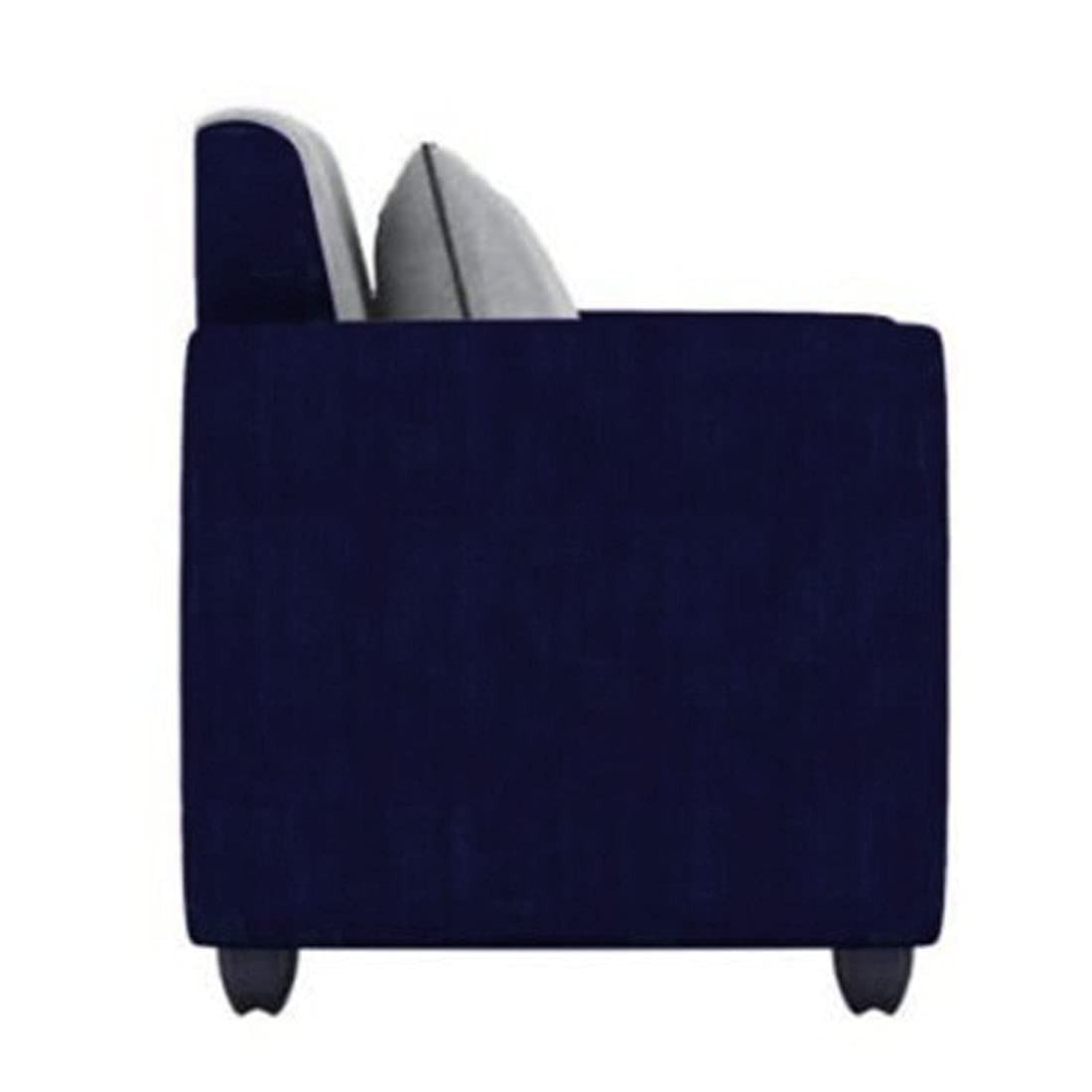5 Seater Sofa Set: 3+1+1 Fabric Sofa Set (Light Grey-Dark Blue)