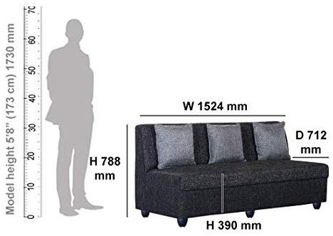 5 Seater Sofa Set: - Delta Fabric Sofa Set (Dark Grey)