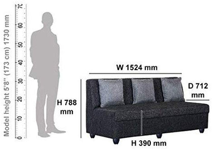 5 Seater Sofa Set: - Delta Fabric Sofa Set (Dark Grey)
