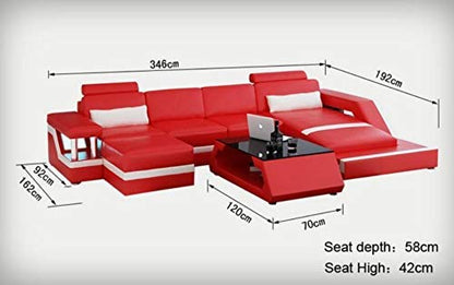 L Shape Sofa Set: -Luxury Unique Sectional , Lounger, Ottoman Sofa with Foot Stool (Black and White)