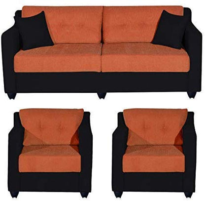 5 Seater Sofa Set:- Lisbon (3+1+1) Fabric  Sofa Set (Orange & Black)
