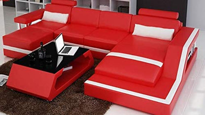 L Shape Sofa Set: -Luxury Unique Sectional , Lounger, Ottoman Sofa with Foot Stool (Black and White)