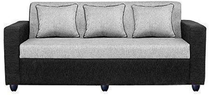 5 Seater Sofa Set: (3+1+1) Fabric Sofa Set (Black & Silver grey)