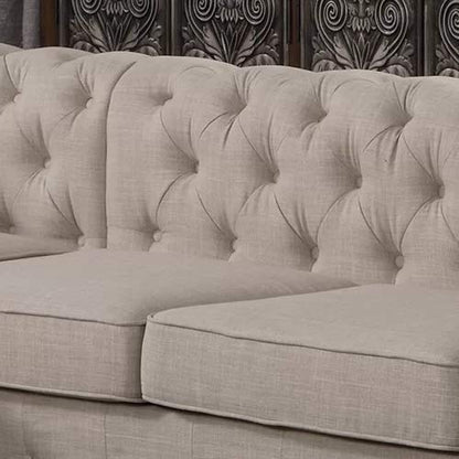 L Shape Sofa Set:- Lifestyle Chesterfield Sectional Fabric Sofa Set (Cream)