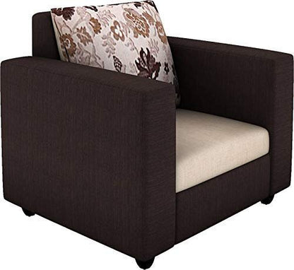 5 Seater Sofa Set:- Katie Hardwood Fabric Sofa Set (Brown and Cream)