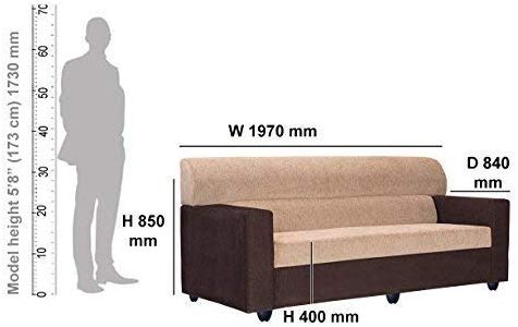 3 Seater Sofa:- Prince Fabric Sofa Set (Brown)