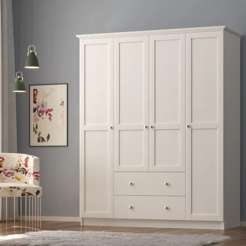 4 Door Wardrobes: Traditional 4 Door Manufactured Wood Wardrobe